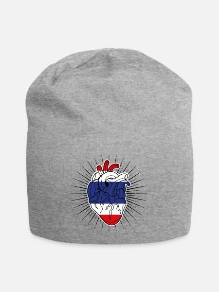 Herzflagge von Thailand - Jersey-Beanie - Grau meliert