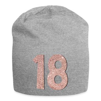 Numéro 18 - 18e anniversaire - dix-huit - Bonnet en jersey - gris chiné - Devant
