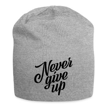 Never give up - Jersey-Beanie - Grau meliert - Vorne