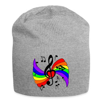 Clé de musique avec arc-en-ciel et notes de musique - Bonnet en jersey - gris chiné - Devant