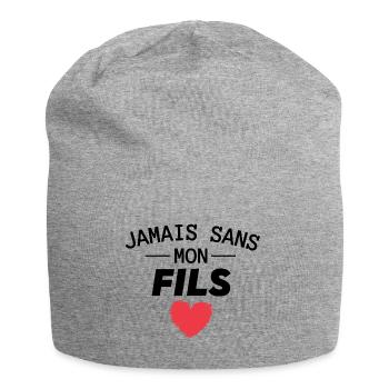Jamais sans mon fils cadeau papa et maman - Bonnet en jersey - gris chiné - Devant