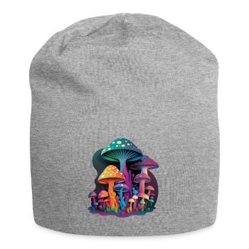 TRIPPY MUSHROOMS - Jersey Beanie - heather grey - Front