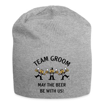 Team Groom (Karikatur / Bier mit uns / 3C / B) - Jersey-Beanie - Grau meliert - Vorne