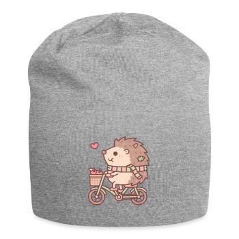 Hérisson mignon équitation à vélo - Bonnet en jersey - gris chiné - Devant