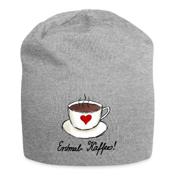 Erstmal Kaffee Ich liebe Kaffee - Jersey-Beanie - Grau meliert - Vorne