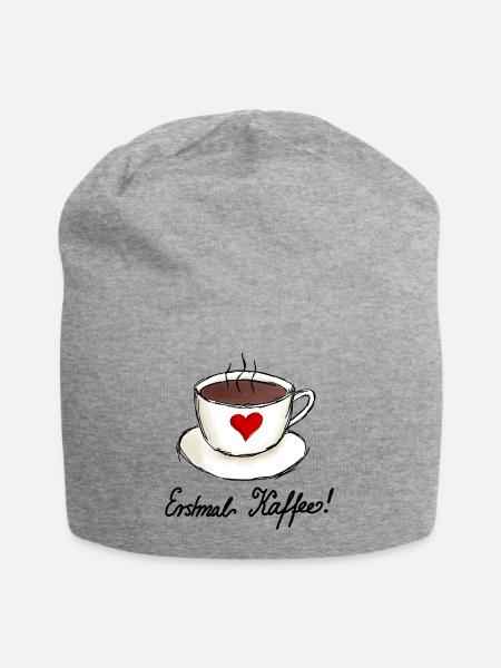 Erstmal Kaffee Ich liebe Kaffee - Jersey-Beanie - Grau meliert