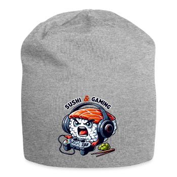 Sushi playing video games - Jersey Beanie - heather grey - Front