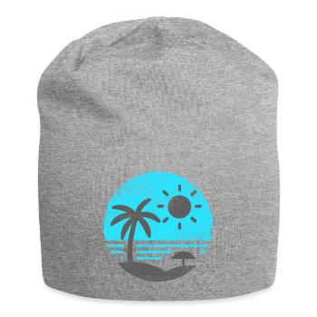 Vintage Beach Blue Grey - Jersey Beanie - heather grey - Front