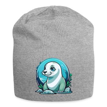 Jeune phoque en voyage de découverte - Bonnet en jersey - gris chiné - Devant