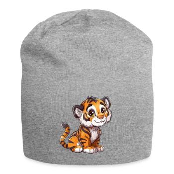 Playful tiger puppy eye-catcher - Jersey Beanie - heather grey - Front