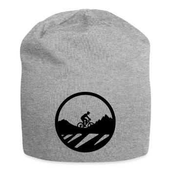 Dessin de cycliste de vélo de montagne - Bonnet en jersey - gris chiné - Devant