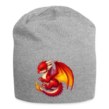 Drache - Jersey-Beanie - Grau meliert - Vorne