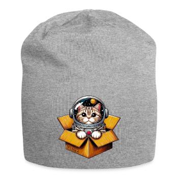 Astronaut Katze - Jersey-Beanie - Grau meliert - Vorne