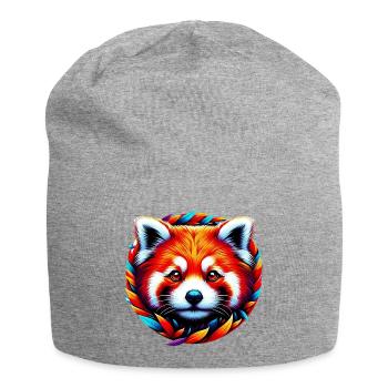 Petit panda - Bonnet en jersey - gris chiné - Devant