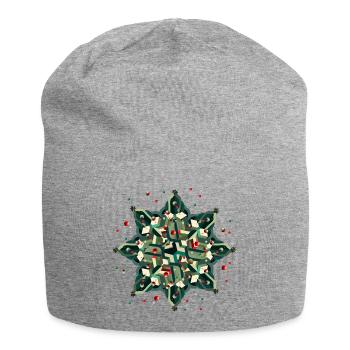 great poinsettia in geometric style - Jersey Beanie - heather grey - Front