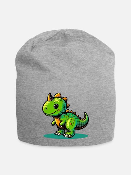 Dinosaurier - Jersey-Beanie - Grau meliert