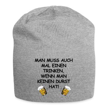Bier, Durst, Party, feiern, Weihnachten, grillen - Jersey-Beanie - Grau meliert - Vorne