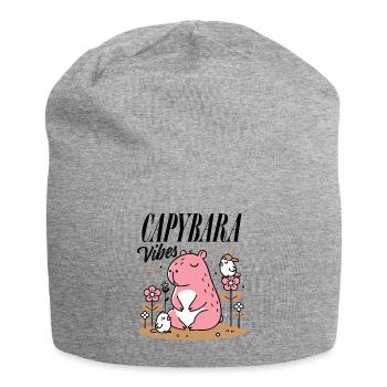Capybara détendu avec des amis - Bonnet en jersey - gris chiné - Devant