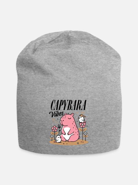 Relaxed capybara with friends - Jersey Beanie - heather grey