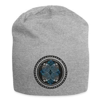 Yoga Geometric Flower: Linocut Mandala - Jersey Beanie - heather grey - Front