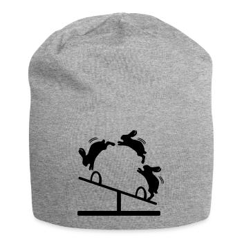 OSTERHASEN SPRINGEN HASEN SCHAUKEL - Jersey-Beanie - Grau meliert - Vorne