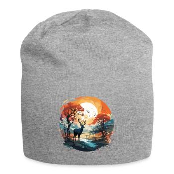 Deer in the Autumn Circle - Jersey Beanie - heather grey - Front