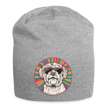 Casual dog with sunglasses - Jersey Beanie - heather grey - Front
