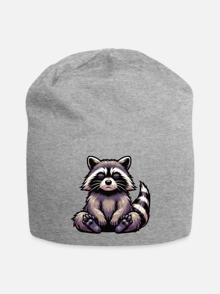 Waschbär Waschbären Waldtier lustiger Waschbär - Jersey-Beanie - Grau meliert