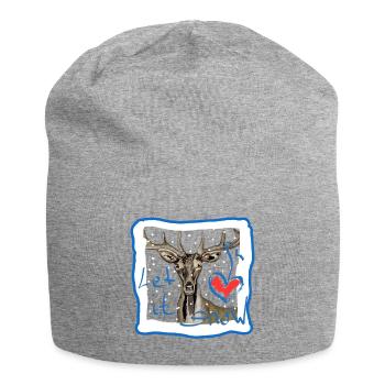 Hirschmotiv let it snow  - Jersey-Beanie - Grau meliert - Vorne
