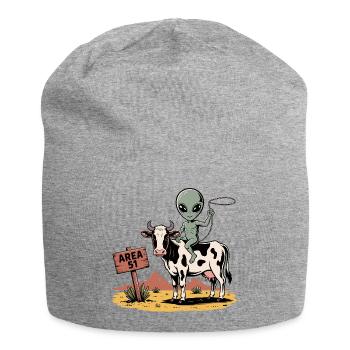 Lustige Area 51 Alien UFO Reitkuh - Jersey-Beanie - Grau meliert - Vorne