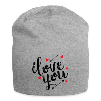 I Love You Declaration Romantic Love Passion - Jersey Beanie - heather grey - Front