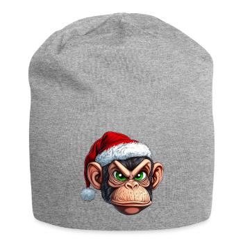 Affe mit Weihnachtsmütze :) - Jersey-Beanie - Grau meliert - Vorne