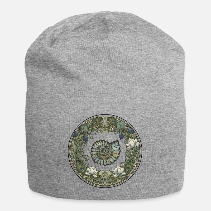 Ammonite Circle Frame with Seagrass - Jersey Beanie - heather grey