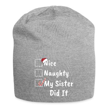 Noël Nette, ungezogene Schwester hat es gemacht, lustiges Weihnachten - Jersey-Beanie - Grau meliert - Vorne