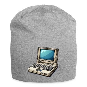 Laptop Retro Computer Vintage Style Illustration - Jersey Beanie - heather grey - Front