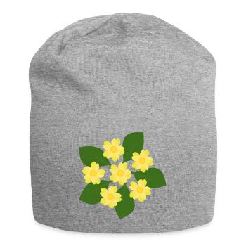 Februar Geburtstag Blüte Primeln Geburtstagsblume - Jersey-Beanie - Grau meliert - Vorne