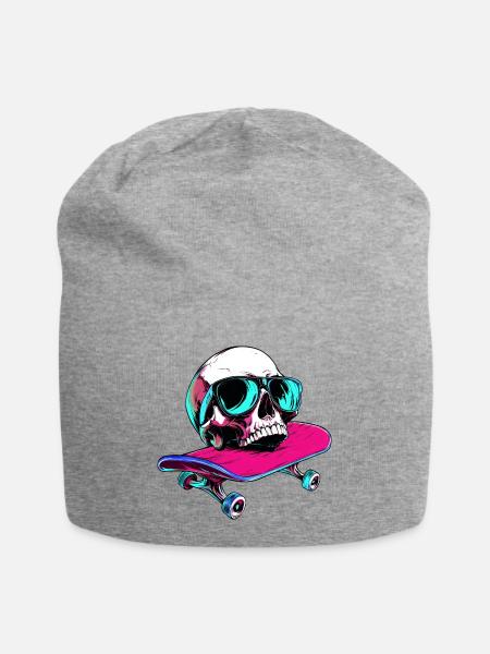 Totenköpfe Skateboard - 1990 - Jersey-Beanie - Grau meliert