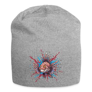 Stachelfisch mit Buntakzent - Jersey-Beanie - Grau meliert - Vorne