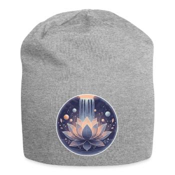 Kosmischer Lotusgarten - Jersey-Beanie - Grau meliert - Vorne