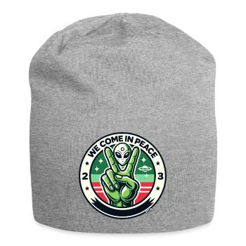 Alien Peace Badge - Jersey Beanie - heather grey - Front