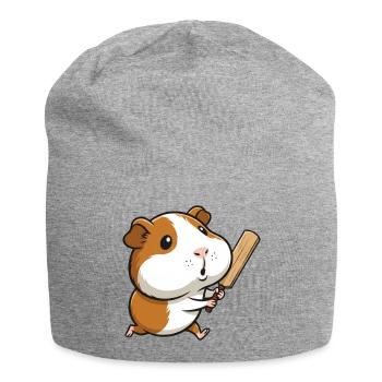 Lustiges Meerschweinchen Mit Schlaeger Cartoon - Jersey-Beanie - Grau meliert - Vorne