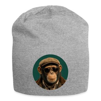 Chimpanzé rétro avec chapeau et lunettes de style - Bonnet en jersey - gris chiné - Devant