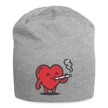 Herz-Logo - Jersey-Beanie - Grau meliert - Vorne