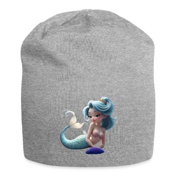 Coral Blue Mermaid Queen - Jersey Beanie - heather grey - Front