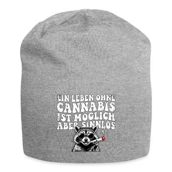 Lustiges Cannabis Waschbär Design - Jersey-Beanie - Grau meliert - Vorne