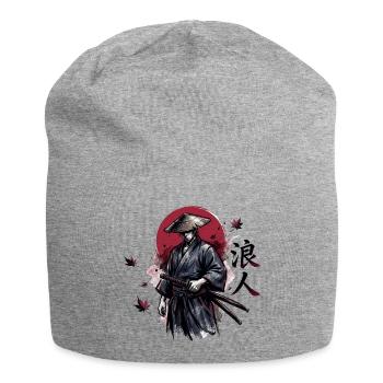 Schattensamurai im Herbstrot - Jersey-Beanie - Grau meliert - Vorne