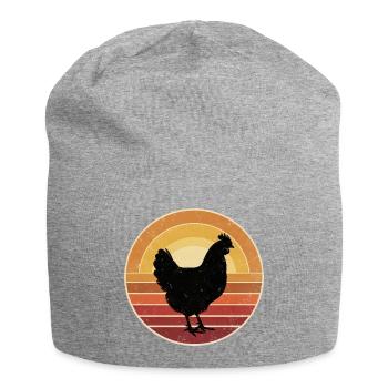 Retro Huhn Sunset Vintage - Jersey-Beanie - Grau meliert - Vorne
