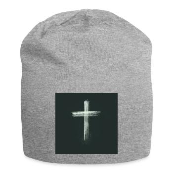 Kreuz Christliches Geschenk - Jersey-Beanie - Grau meliert - Vorne