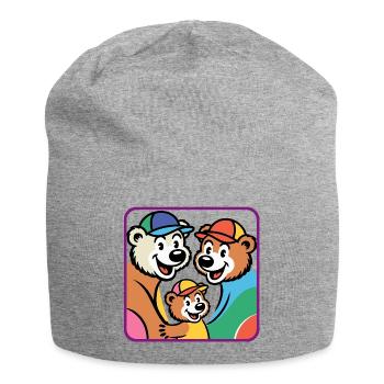 Bärenfamilie - Jersey-Beanie - Grau meliert - Vorne