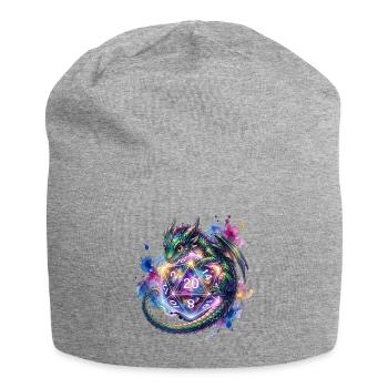 Cute Dragon with D20 Dice – Pen & Paper - Jersey Beanie - heather grey - Front